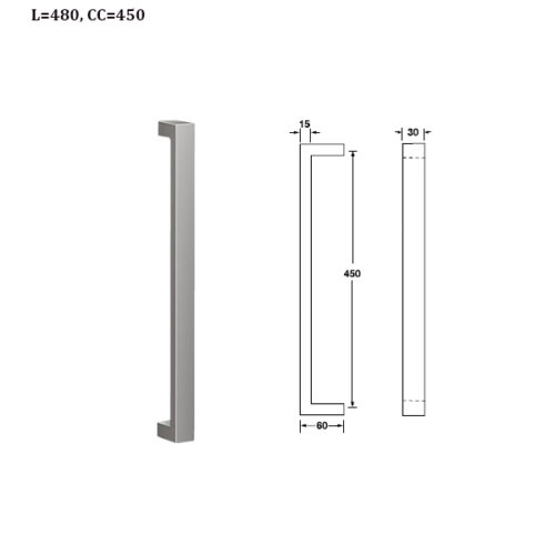 Tay nắm kéo vuông L465mm Hafele 499.68.038