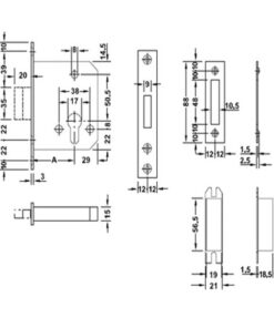 Kích thước của Thân khóa chốt chết Hafele 911.22.386