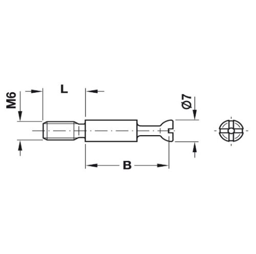 Kích thước của Thân ốc liên kết ván dày 12mm Hafele 262.27.941