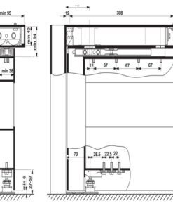 Kích thước của Thiết bị đóng cửa tự động gắn khung EN4 Hafele 932.79.120