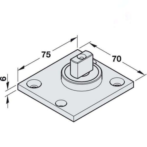 Kích thước của Trục xoay gắn sàn Hafele 932.10.601