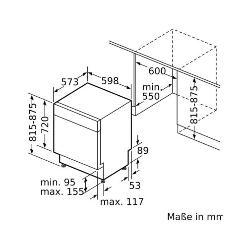 Kích thước của Máy rửa bát Bosch SMU6ZCS49E Serie 6
