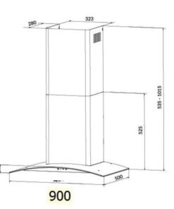 kích thước máy hút mùi áp tường tuần hoàn Eurosun EH-90K32