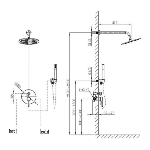 Sen tắm âm tường nóng lạnh Paul Schmitt PA601W - Ảnh 2