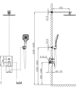 Kích thước sen tắm âm tường nóng lạnh Paul Schmitt PA602W