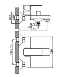 Kích thước sen tắm nóng lạnh Paul Schmitt PA012B