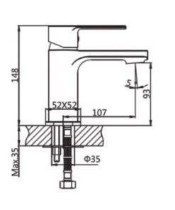 Kích thước vòi chậu lavabo nóng lạnh Paul Schmitt PA012F