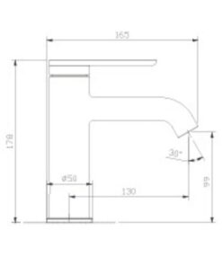 Kích thước vòi chậu lavabo nóng lạnh Paul Schmitt PA015F