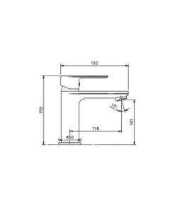 Kích thước vòi chậu lavabo nóng lạnh Paul Schmitt PA016F