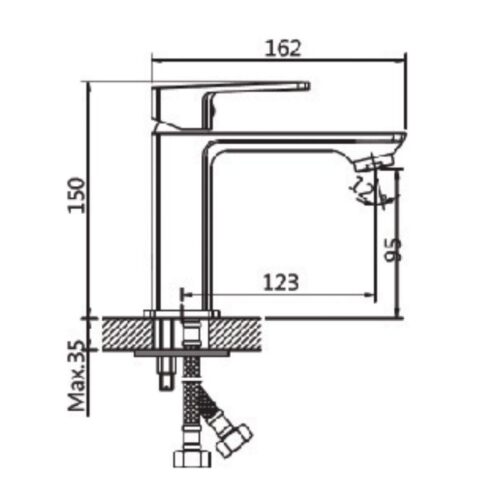 Kích thước vòi chậu lavabo nóng lạnh Paul Schmitt PA019F