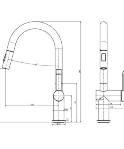 Kích thước vòi rửa bát nóng lạnh Paul Schmitt PA312K có dây rút