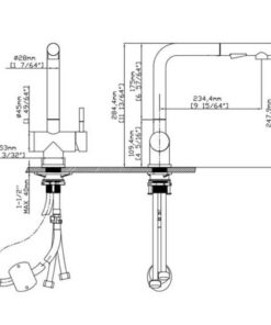 Kích thước vòi rửa bát nóng lạnh Paul Schmitt PA317K có dây rút