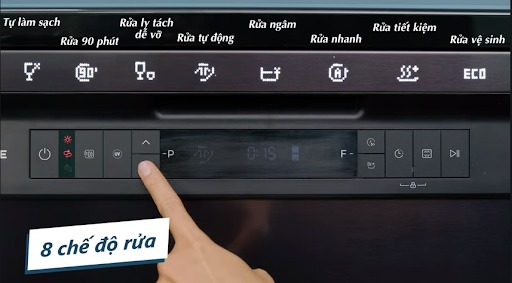 8 chế độ rửa của máy rửa bát độc lập Hafele HDW-F6051S 538.21.370