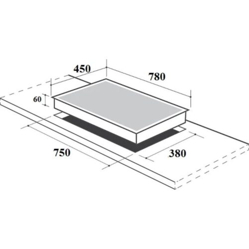 Kích thước bếp từ kết hợp hồng ngoại Canzy CZ-TL67GB lắp âm