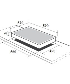 Kích thước bếp từ Canzy 3 vùng nấu CZ 67GHP lắp âm