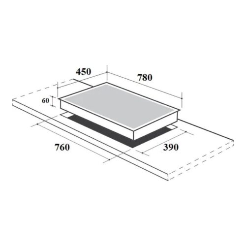 Kích thước lắp đặt bếp từ Canzy 3 vùng nấu CZ-ML86GA lắp âm