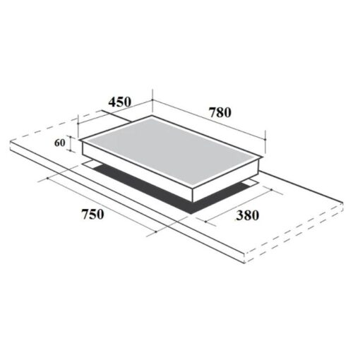 Kích thước bếp từ Canzy 3 vùng nấu CZ-TL67GA lắp âm