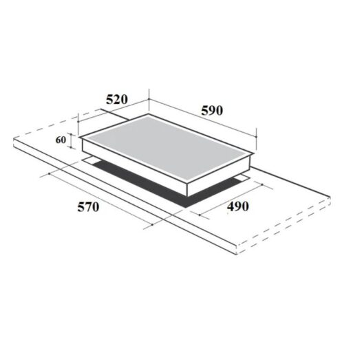 Kích thước lắp đặt bếp từ Canzy 3 vùng nấu CZ-TL67HA lắp âm