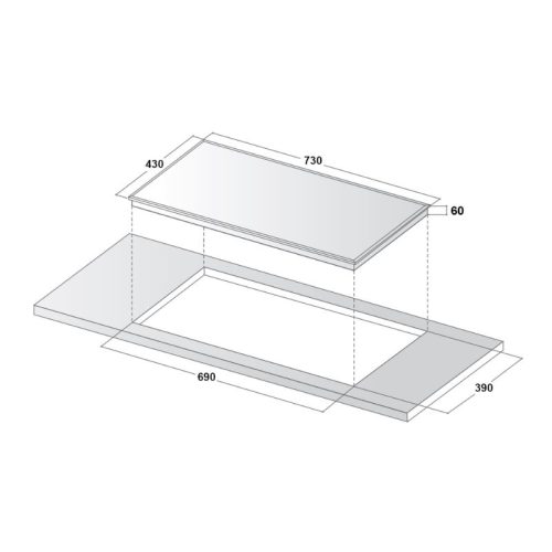 Bếp từ đôi Canzy CZ T78EU lắp âm 5 Kích thước lắp đặt bếp từ đôi Canzy CZ T78EU lắp âm