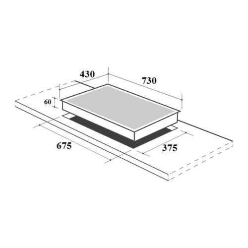 Kích thước lắp đặt bếp từ đôi Canzy CZ-TL869D lắp âm