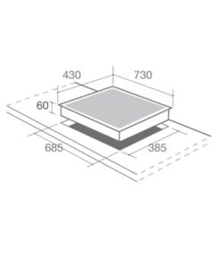 Kích thước lắp đặt bếp từ đôi Canzy CZI 9979 PLUS lắp âm