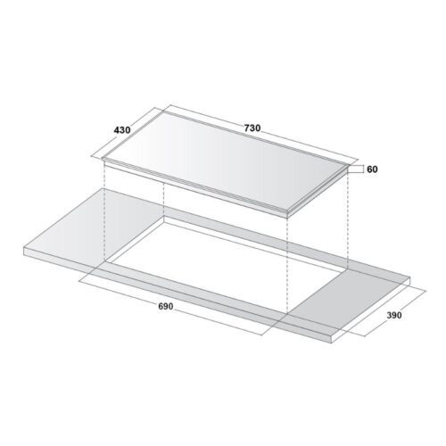 Kích thước lắp đặt bếp từ kết hợp hồng ngoại Canzy CZ-88NPSH lắp âm