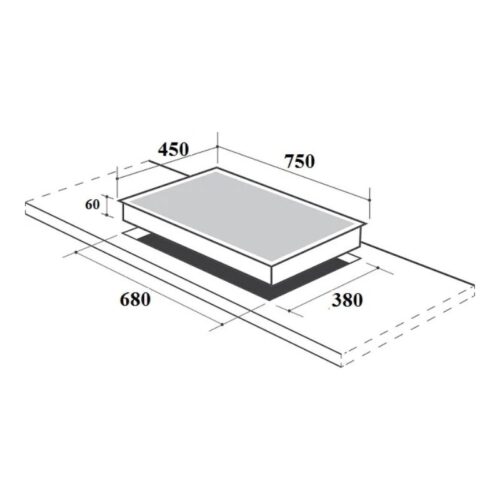 Kích thước lắp đặt bếp từ kết hợp hồng ngoại Canzy CZ-TL67B lắp âm