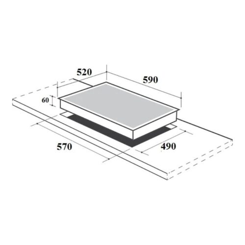 Kích thước bếp từ kết hợp hồng ngoại Canzy CZ-TL67HB lắp âm