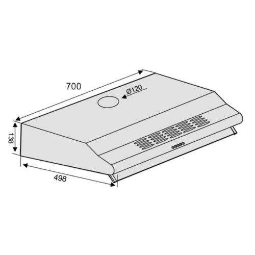 Kích thước máy hút mùi âm tủ Lorca TA 3007M 70