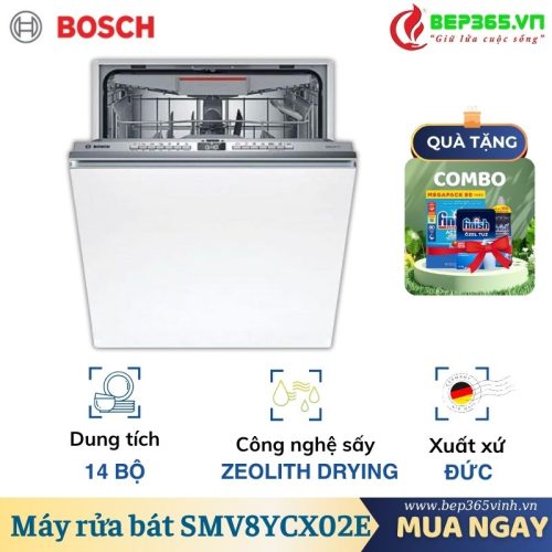 Máy rửa bát âm tủ Bosch SMV8YCX02E serie 8