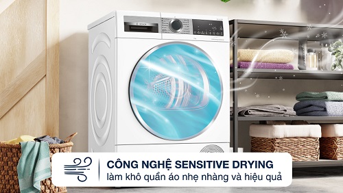 Công nghệ máy sấy bơm nhiệt Bosch 9 kg WQG24570SG