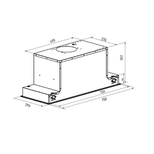 Kích thước máy hút mùi âm trần Canzy CZ 68D