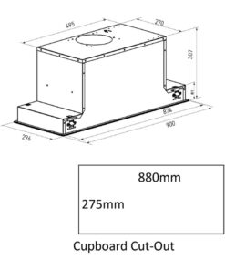 Kích thước máy hút mùi âm trần Canzy CZ 68DT