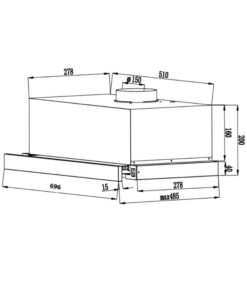 Kích thước máy hút mùi âm tủ Canzy CZ 70WRH
