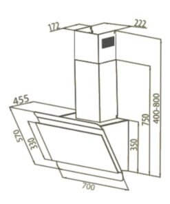 Kích thước máy hút mùi áp tường Canzy CZ 2770H