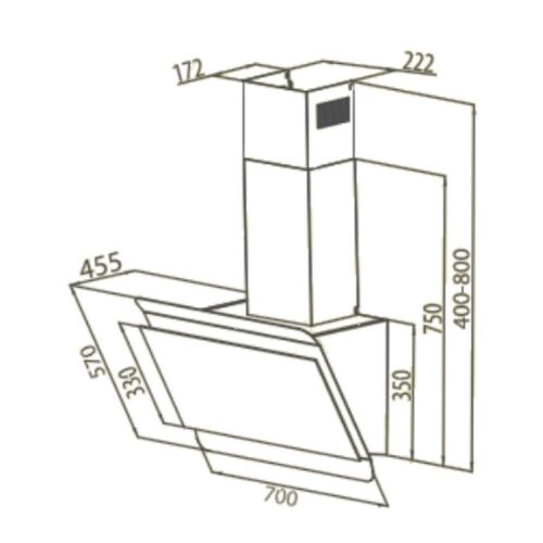 Kích thước máy hút mùi áp tường Canzy CZ 2770H