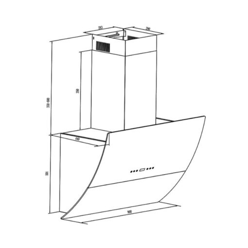 Kích thước máy hút mùi áp tường Canzy CZ 2890GH