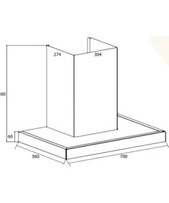Kích thước máy hút mùi áp tường Canzy CZ 636PRO