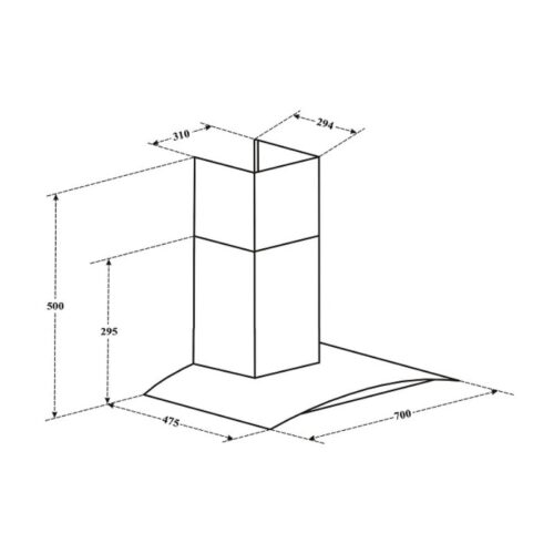 Kích thước máy hút mùi áp tường Canzy CZ 70BDS