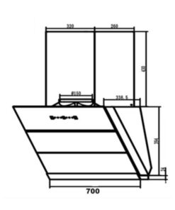 Kích thước máy hút mùi áp tường Canzy CZ 70LCD