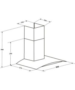 Kích thước máy hút mùi áp tường Canzy CZ 90BDS