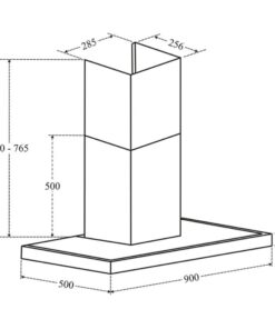 Kích thước máy hút mùi áp tường Canzy CZ B53C