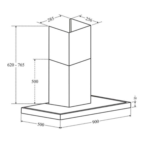 Kích thước máy hút mùi áp tường Canzy CZ B53C