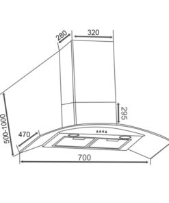 Kích thước máy hút mùi áp tường Canzy CZ MLH670