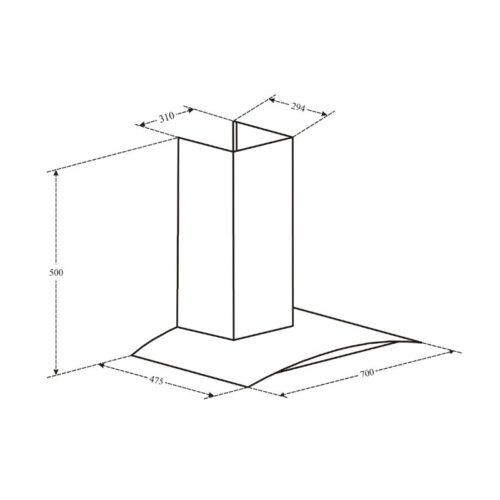 Kích thước máy hút mùi áp tường Canzy CZ TB70