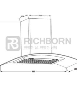 Kích thước máy hút mùi Richborn RHA70GFGS