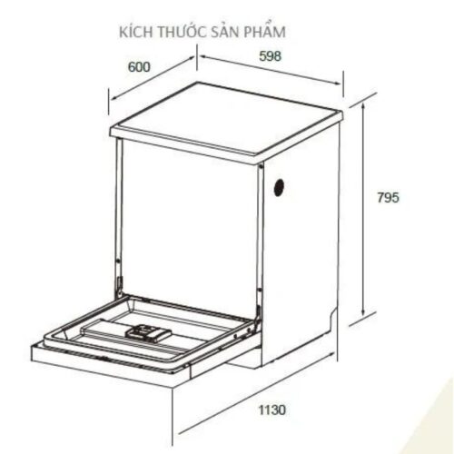 Kích thước máy rửa bát Canzy CZ-WSG14PTC