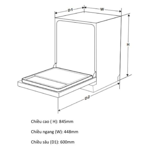 Kích thước máy rửa chén Canzy CZ-P1036R