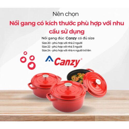 Kích thước nồi gang đúc Canzy CZ Roman 022