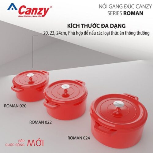 Kích thước nồi gang đúc Canzy CZ Roman 024